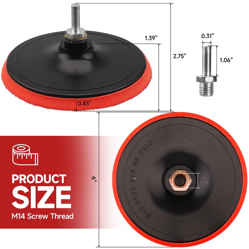 MOGRQAP Sanding Disc Polishing Pad Adapter 150mm Velcro Sanding Disc