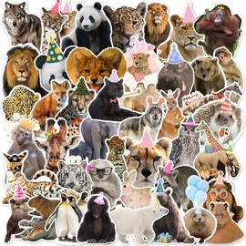Realistic Safari Animal Stickers, 110 PCS Holographic Jungle Wildlife Party Decorations, Zoo Animals Party Favors, Wild Animals Zoo Birthday Favor Supplies, Wild Stickers