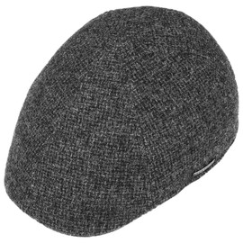 Stetson Texas Classic Wool Flatcap Peaked Cap Winter Hat Wool Cap Flat Cap Gatsby Cap Men's Made in The EU Winter Cap with Peak, Lining Autumn / Winter - dark grey, size: M (56-57 cm)
