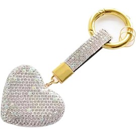 VNEIRSHAH Heart glitter keychain glitter key chains women Key Chain For Car Keys Purse Charms Handbag heart bag charms (white)