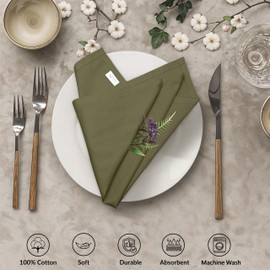 Ruvanti Premium Cloth Napkins Set of 12, 18x18 Inches, 100% Cotton, Washable, Soft & Absorbent, Perfect for Wedding, Christmas, ‎Thanksgiving Dinners -Capulet Olive