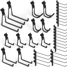 INCLY 36 Pack Heavy Duty Slatwall Hooks, Black Slatwall Panel Accessories Assortment, Slat Wall Hanging Hooks and Hangers for Garages, Sheds, Basements, Retail Stores