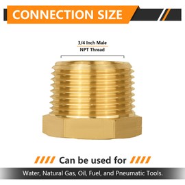 10-PCs HeSun Brass Pipe Fitting, 3/4-Inch NPT Male Hex Plug