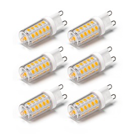 NQWKMZMDJ 6 Pack G9 LED Bulb Dimmable 4W, Equivalent 30W-40W T4 Halogen Lamp, G9 LED No Flicker 3000K 120V ‎400LM, 360° Beam Angle Light Bulbs (Warm White)