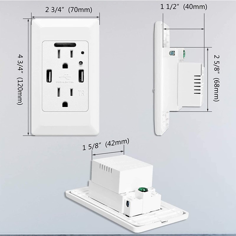 Greencycle USB Outlet with Nightlight, High Speed Dual 4.2A USB