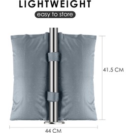 Vencier 4-Pack Weight Bags for Secure Outdoor Anchoring - Versatile Dual-Pocket Sandbags with Velcro for Canopies, Gazebos, and Patio Furniture (Grey)