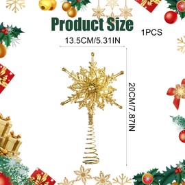 Christmas Tree Star, Gold Christmas Tree Topper Decoration, Snowflake Star Tree Topper, Electroplating Plastic Tree Topper Decor, for Christmas Tree Christmas Party Home Decor (gold B)