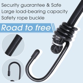 Bungee Cords with Hooks, Heavy Duty Outdoor Elastic Bungee Straps，Industrial Grade Bungee Rope for Securing Tarps/Luggage/Tents/Bikes/Garden Tidying 8 Pack 32inch (Black)