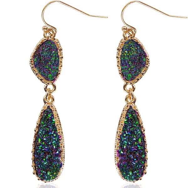 Humble Chic Simulated Druzy Drop Dangles - Long Double Teardrop