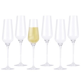IMPULSE! Crystal Champagne Flute Set of 6 for Kitchen Set, Guests, Dinner's and Special Events