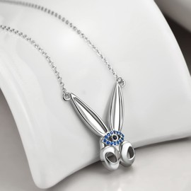 YFN Bunny Necklace Bunny Jewelry For Women Sterling Silver Easter Bunny Gifts For Mom Sister Bff Bunny Lovers Bunny Themed Gifts Evil Eye