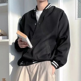 인기 트렌드 캠퍼스룩 간절기 아우터 남성 대학생룩 [블랙 100] Popular Trend Campus Look Transitional Outerwear for Men College Style [Black 100]