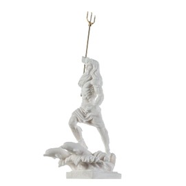 BeautifulGreekStatues Poseidon Greek God of The Sea with Trident Alabaster Statue Figurine 6.5 Inches