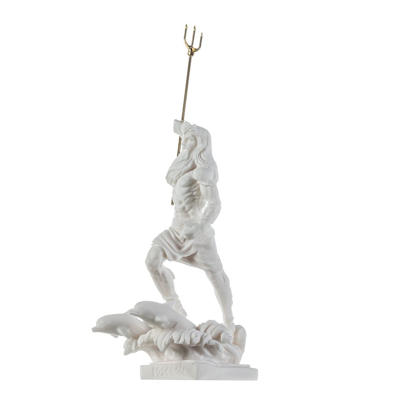 BeautifulGreekStatues Poseidon Greek God of The Sea with Trident Alabaster
