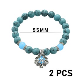 JTMKYO 2PCS Anxiety and Stress Relief Bracelet, Glowing Energy Bracelet, Stretch Lotus Pendant Bracelet, Crystal Beaded Jewelry, Bright Hand Jewelry, Turquoise Jewelry (Green)