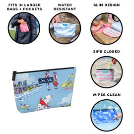 SCOUT Twiggy Makeup Bag, Slim Water-Resistant Pouch Zips Shut, Wipes Clean, Packs Easily