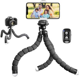 UBeesize Smartphone Tripod Stand, Smartphone Tripod, 360 Degree Rotating Cloud Stand, Wireless Remote Control & Smartphone Clip, Convenient to Carry, Compatible with Cameras, Selfies, Videos, Photos,