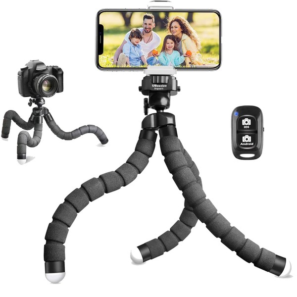 UBeesize Smartphone Tripod Stand, Smartphone Tripod, 360 Degree Rotating Cloud Stand, Wireless Remote Control & Smartphone Clip, Convenient to Carry, Compatible with Cameras, Selfies, Videos, Photos,