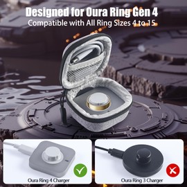 Babeezy Protective Case for Oura Ring Gen 4 – EVA Hard Shell Travel Pouch for Ring, Charger & Cable – Shockproof, Compact & Lightweight with Carabiner Gray