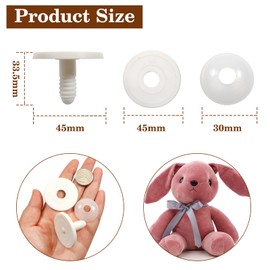 TOAOB 20 Set 45mm Doll Joints for Amigurumis Crochet White Movable Plastic Animals Safety Joints for Crochet Accessories Stuffed Animals Crafts Puppets Limbs and Arm Leg Neck Joints Doll Making