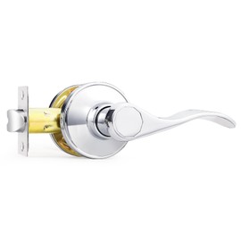 Probrico Chrome Door Handles Interior Passage Door Handle Lever Polished Chrome Door Lever Lock for Closet Hallway, 1 Pack