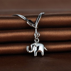 Infinite U Women Girls Charm Bracelet 925 Sterling Silver, Cute Elephant bangle, Adjustable Hand Link, Double Chains Extension, Silver