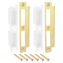 sourcing map 2 Sets Door Strike Plate, 40mm x 186mm Stainless Steel Latch Deadbolt Replacement Lock Strike Plate for Door Frame Door Jamb Reinforcement, Gold