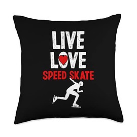 Inspiring Speed Skating Fanatic Ice Rink Lover Live Love Speed Positive Message Ice Skating Lover Throw Pillow, 18x18, Multicolor