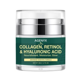 Crema hidratante facial de retinol para cara antienvejecimiento, crema facial con retinol, colágeno y ácido hialurónico, reparación de arrugas, crema reafirmante para el cuello, cuidado de la piel hidratante antiarrugas para mujeres y hombres día noche