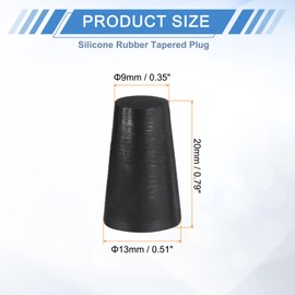uxcell 12 Pcs Silicone Rubber Tapered Plug, 9mm to 13mm High-Temperature Solid Rubber Stoppers Silicone Plugs for Hole Plugs, Spraying, Coating, Painting Protection, Black, 20mm