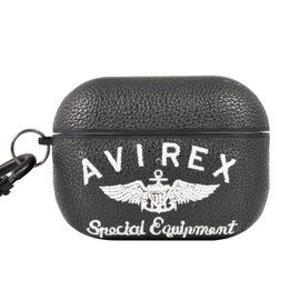 [Genuine AVIREX Product] AirPods Pro 2 Case, Embroidered Logo, Carabiner Included, Air Pods 2nd Generation, 1st Generation, Avilex Brand Case (Black)