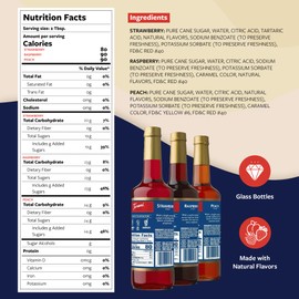 Torani Strawberry, Peach, and Raspberry Syrup for Drinks, Variety 3-Pack, Flavoring for Iced Tea, Lemonade, and Sodas, Pumps Included, 25.4 Oz Ea