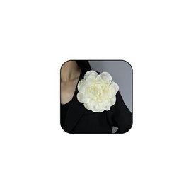 Dainty Satin Fabric Rose Flower Brooches 7.5in Extra Large Big Camellia Flower Brooches Lapel Pins for Women Wedding Party Dance Dress Clothes Accessories(Beige)