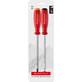 PB Swiss Tools Slotted Phillips Screwdriver Set PB 8262 | 100% Swiss Made | 2-Piece Screwdriver Set for Slotted and Phillips Screws Size PH2 Slotted 4, Red