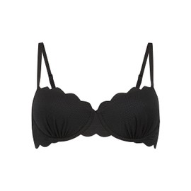 Hunkemöller Scallop Padded Underwire Bikini Top, nero