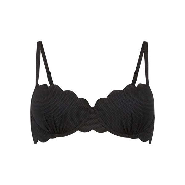 Hunkemöller Scallop Padded Underwire Bikini Top, nero