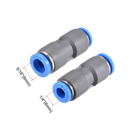 sourcing map Straight Push to Connector Reducer Fitting 8mm to 6mm Quick Release Pneumatic Connector Plastic Union Pipe Tube Fitting Grey 2Pcs