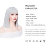 PARXITN Short Bob Silver Hair Wigs Straight with Flat Fringe