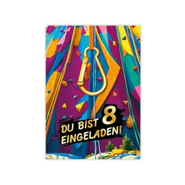 12 Invitation Cards for 8th Children's Birthday Boys Girls Climbing Park Cool Colourful Invitations Eighth Birthday