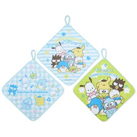 Sanrio 631108 Sanrio Characters Towel Set with Loop, Wash Change Towel, Character 10.6 x 0.1 x 10.6 inches (27 x 0.2 x 27 cm)