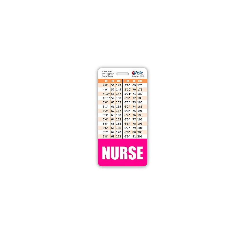 Nurse Badge Buddy Vertical w/Height & Weight Conversion Charts (Pink)