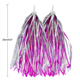 PLATT Kid's Bicycle Handlebar Streamers Colorful Ribbons Tassel for Girls Boys Bicycle Handlebar Scooter Handgrip (1Pair) (shiny pink)