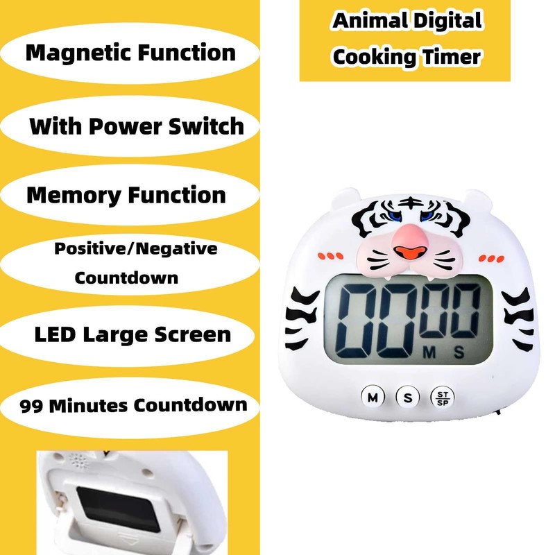 Tiger Cute Cartoon Animal Digital Countdown Kid LCD Display Magnetic