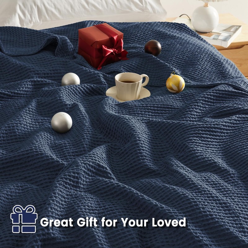 PHF 100% Cotton Waffle Weave Blanket Single Size 130 x
