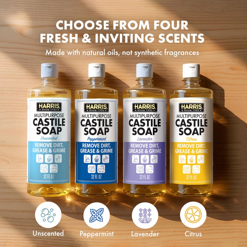 HARRIS Multi-Purpose Pure Castile Soap, Made with Olive, Coconut, and