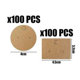 HDGSAFD Pack of 100 Square Earring Cards and 100 Pieces Round Earring Cards, Jewellery Packaging Accessories, Earring Display Cards, DIY Earring Packaging