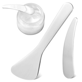 2pcs Mini Metal Makeup Spatula, Reusable Cosmetic Cream Spatulas Spoon, Stainless Steel Face Mask Applicator for Skincare, Beauty Lotion spatulas for Lotions for Sampling and Mixing Creams