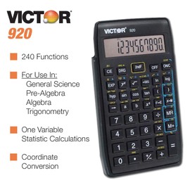 Victor 10-Digit Compact Scientific Calculator, Black, 4.5"" x 2.6"" x 0.5"""