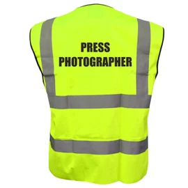 Yellow Hi Vis vest PRESS PHOTOGRAPHER Vest Waistcoat Safety Vest Large