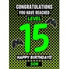 15th Level Gamer Birthday Card (Son)